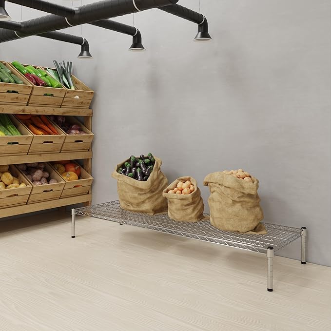 21''W x 60''L x 8''H Chrome Plated Wire Dunnage Rack | Off The Floor Storage