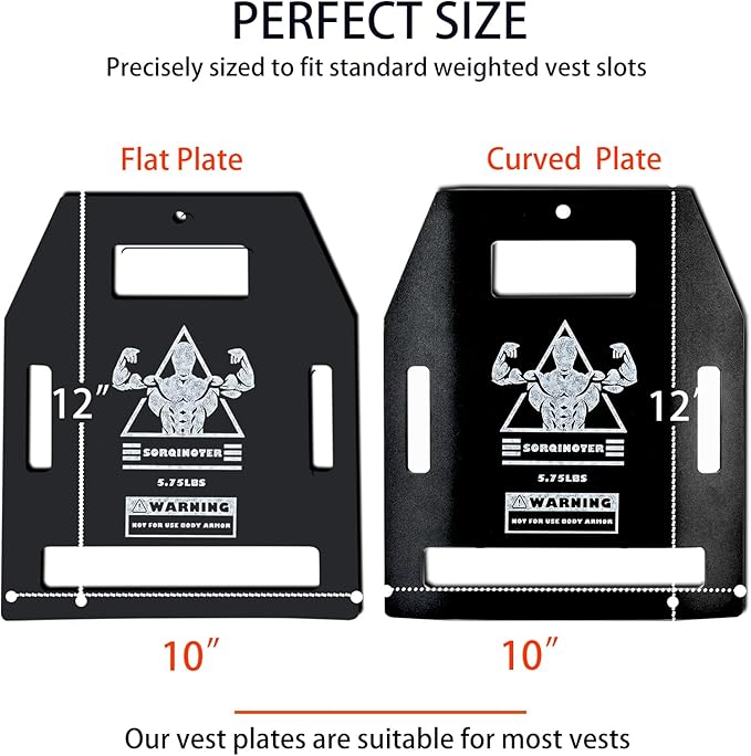 Universal Weight Vest Plates - 8.75lb & 5.75lb Curved/Flat Pair Set, Compatible with Most Vests for Strength, Cardio & Home Gym Training