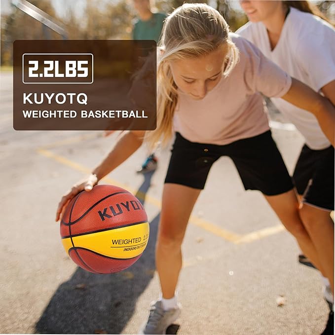 KUYOTQ 3LBS/3.3LBS/2.2LBS Weighted Heavy Training Basketball 29.5/28.5" in and Outdoor Improving Handling Dribbling Passing Rebounding Skill Composite Size 7/6 Weighted Training Basketball Equipment
