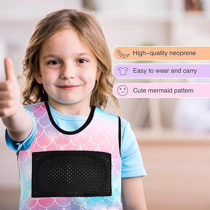 Janmercy Weighted Vest for Kids Ages 4 to 7 and Ages 8+ Boy Girl Adjustable Breathable Compression Vest for Processing Issue(Mermaid,Small,Tie-dye)