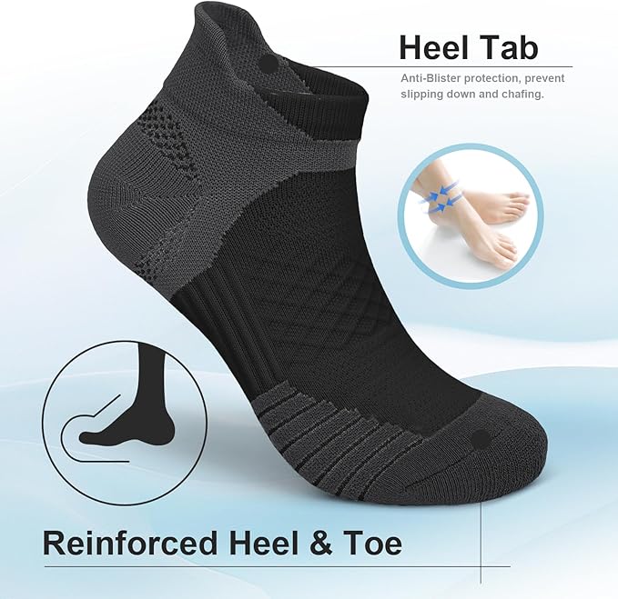 Iseasoo Copper Ankle Compression Socks - Low Cut Arch Support Socks for Men & Women, Running, Nurses, Plantar Fasciitis Socks