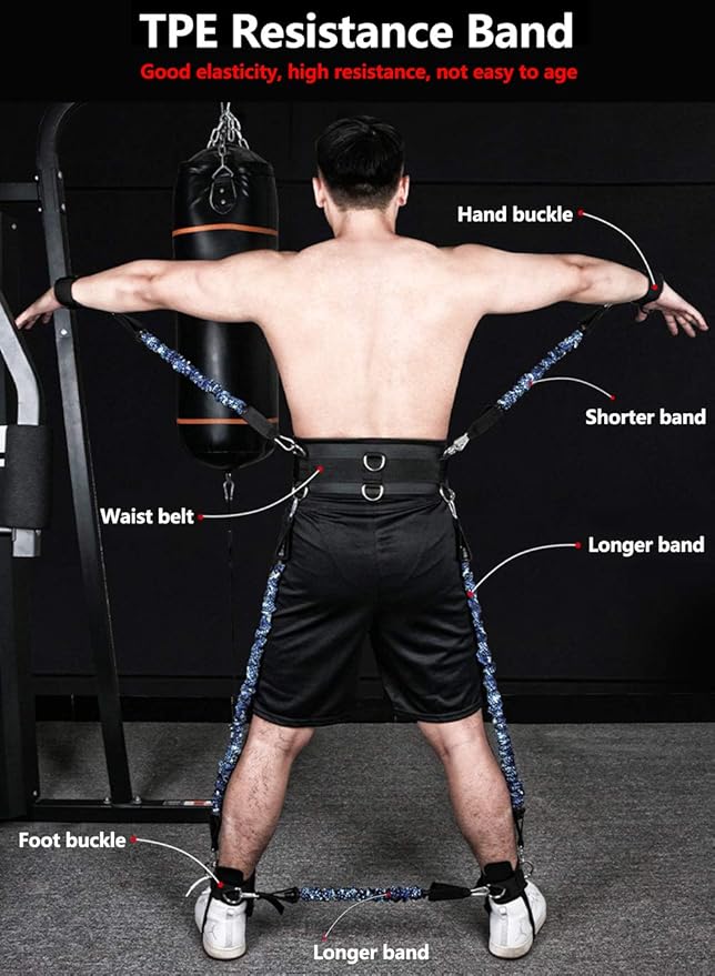 Boxing Resistance Bands Set for Speed and Agility, Workout Band Ankle Exercise Bands Legs Ankle Straps for Resistance Training Enhance Explosive Power