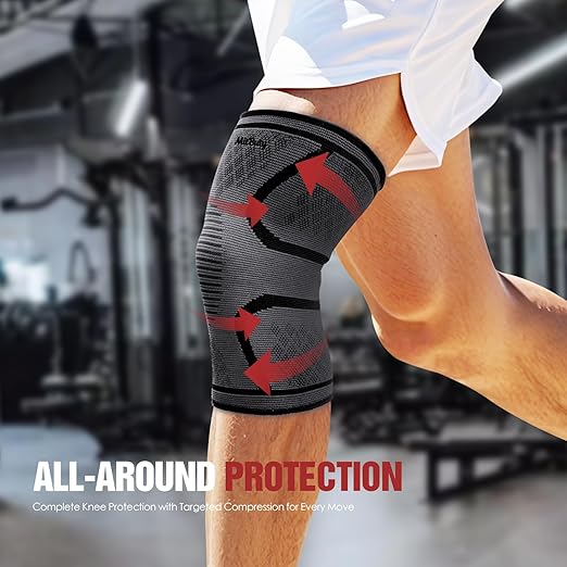 Compression Knee Brace for Women & Men, 2-Pack Knee Sleeve for Running, Basketball & Hiking, Compression Sleeve for Gym, Sports & Workout – Knee Support for Daily Activities (S: 14–16")