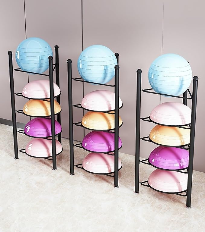Floor Stand Storage Organizer for Balance Balls, Exercise Half Balance Ball Rack, Home Gym Equipment for Bosu, Slam Bowling, Medicine Balls