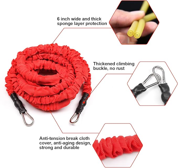 Resistance Running Training Bungee Band, Bungee Resistance Cord Set, Long Resistance Band, Lateral Movement Sprint Overspeed Training Fitness for Fast
