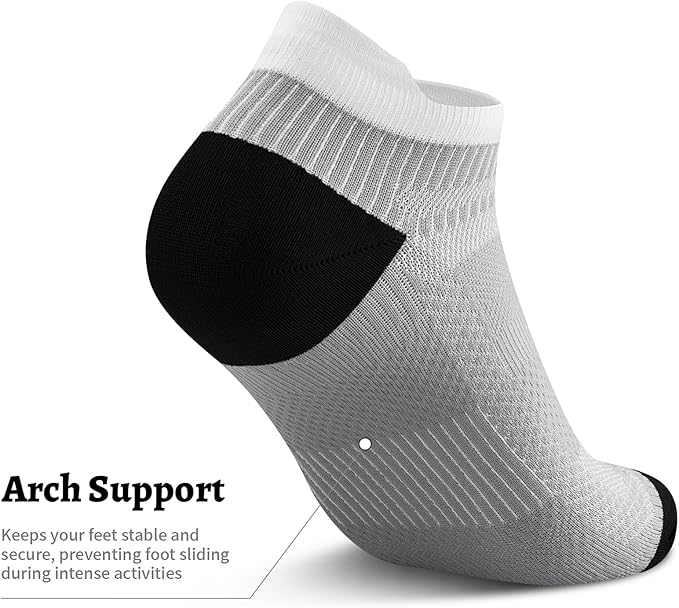 PAPLUS Compression Socks for Men & Women, 2/4/6 Pairs Ankle Running Socks with Arch Support, Ankle Support, Plantar Fasciitis