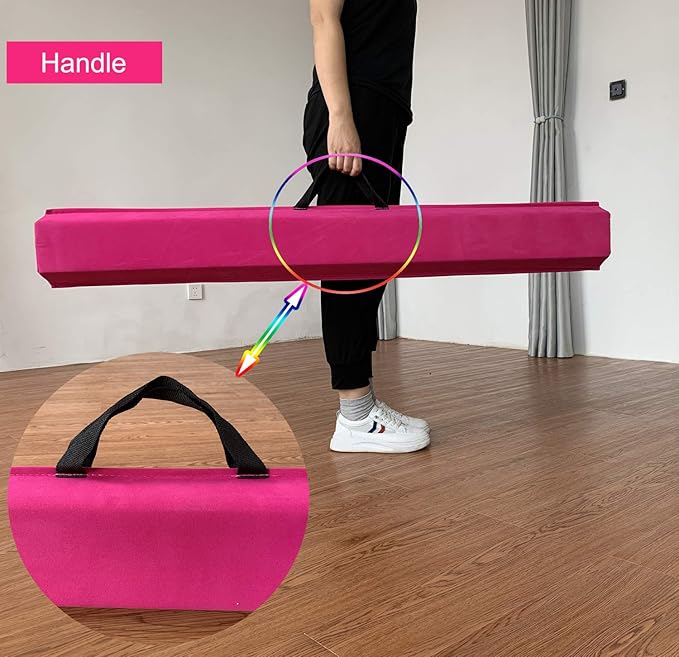 MARFULA 6 FT / 8 FT / 9 FT Folding Gymnastics Beam Foam Balance Floor Beam - Extra Firm - Suede Cover - Anti Slip Bottom with Carry Bag for Kids/Adults Home Use
