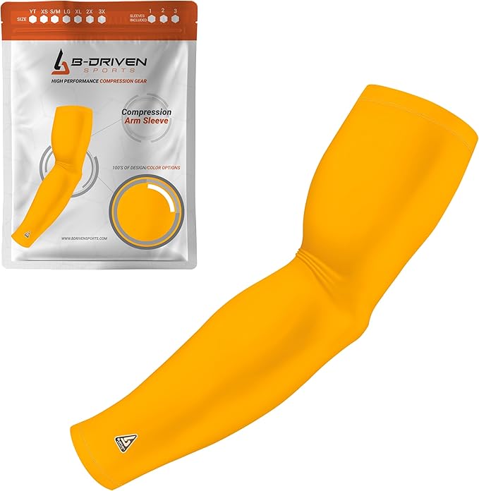 B-Driven Sports Pro-Fit Compression Arm Sleeve for Men, Women & Youth, Volleyball Baseball Basketball Weightlifting - Single