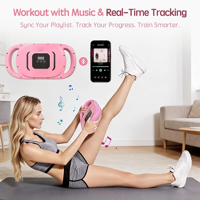 Smart Ab Trainer with Bluetooth Music & LED Counter – Core Workout Machine for Home Gym – Sit-Up Assistant Pad with Foam Cushion, 9 Modes & Speeds, Portable Fitness Equipment for Abs, Waist & Cardio