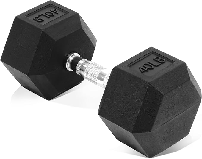 Fitvids Hex Dumbbells Rubber Coated Hand Weights for Exercises and Fitness, 10-50LB Option