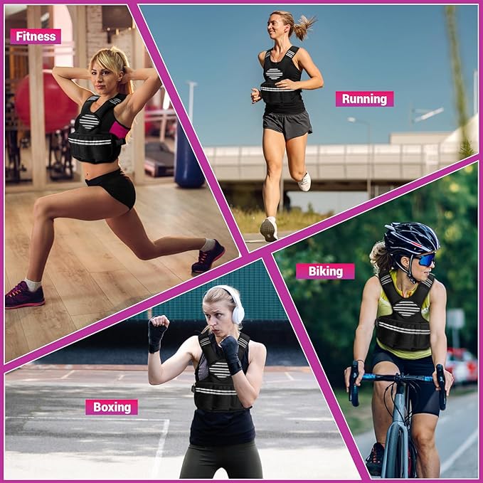 Adjustable Weighted Vest for Women, Weighted Vests with Reflective Strip and Large Pocket for Strength Training for Men & Women