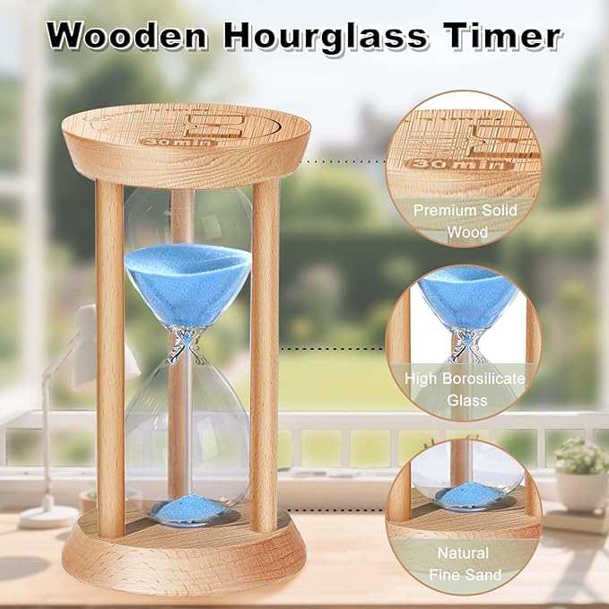 2 Minute Wooden Sand Timer,2 Min Hourglass, Small Sand Watch, Reloj De Arena, Hour Glass Sandglass for Home, Office, Decorative, Game, Classroom