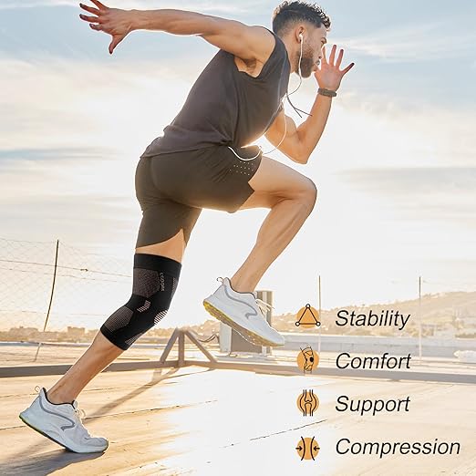 NEENCA Copper Knee Brace for Women and Men, Knee Compression Sleeve for Knee Pain, Arthritis, ACL, Meniscus Tear, Joint Pain Relief, Knee Support for Running, Working Out, Fitness, Weightlifting -Pair