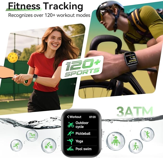 Hingso Smart Watches for Women Men (Android/iPhones), 120+ Sport Modes Fitness Tracker Watch with SpO2/Heart Rate Monitor, Steps/Sleep Tracker, 1.85" HD Smart Watch with Bluetooth Calls/Messages
