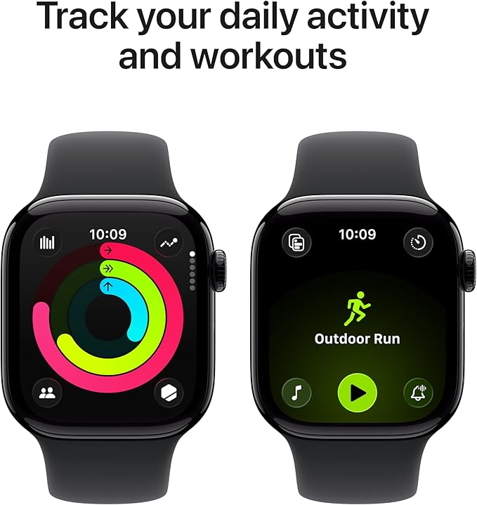 Apple Watch Series 11 [GPS + Cellular 42mm] Smartwatch with Jet Black Aluminum Case with Black Sport Band - S/M. Sleep Score, Fitness Tracker, Health Monitoring, Always-On Display, Water Resistant