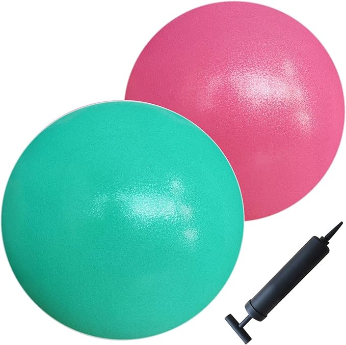 AppleRound Exercise Ball with Pump, 9-Inch Small for Pilates, Yoga, Core Stability - Choose: [Pack of 1 Ball + 1 Pump] or [Pack of 2 Balls + 1 Pump]