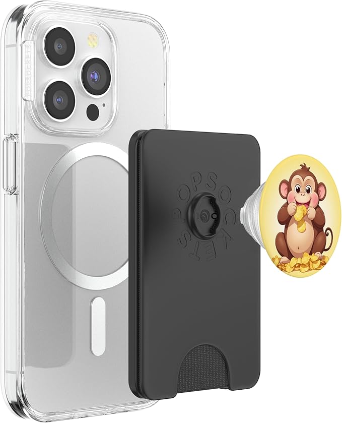 Chubby Fat Monkey Potato Chips Funny Animal Design Print PopSockets PopWallet for MagSafe