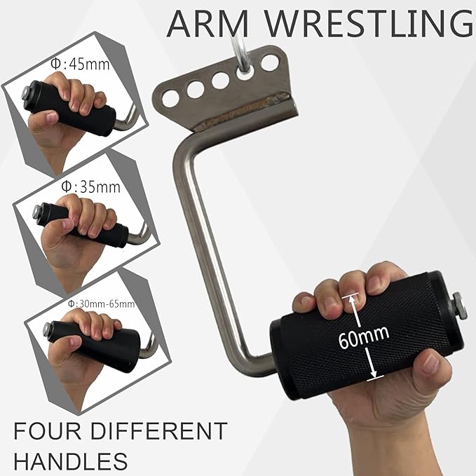 Arm Wrestling Handles, Thick Armwresting Training Equipment LAT Pulldown Attachments D Handle, V Bar Cable Machine Attachments, Gym Handles for Forearm, Wrist Strength Training