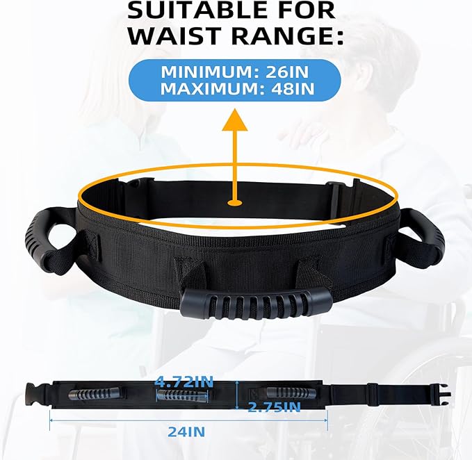 Gait Belt Transfer Belt with Handles, Medical Safety Gait Belts for Seniors, Quick Release Buckle Gate Belts Lift Belt for Elderly, Bariatric, Handicap, Physical Therapy