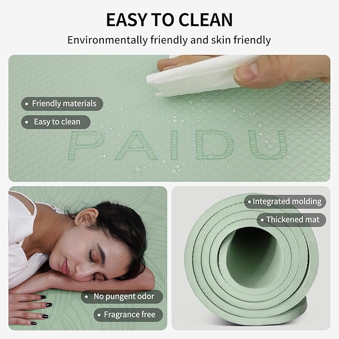 PAIDU Large Yoga Mat-72’x36’x0.4’ Extra Width ＆ Thick,Comfortable,Non-Slip Exercise Mat-Works Great on All Floor for Stretching,Yoga Studio,Gym or Home Workouts