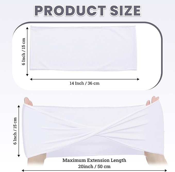 MDS Pack of 75 Spandex Chair Sashes Bows Elastic Stretch Dining Chair Bands Ties Without Slider Buckle Universal fits for Wedding Baby Shower Birthday Party Banquet Event Decoration - White