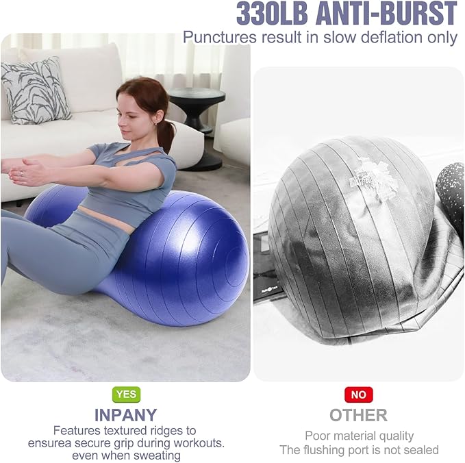 INPANY Peanut Ball - Exercise Ball for Labor Birthing, Anti-Burst Physical Therapy for Kids, Core Strength, Flexible Seating, Home & Gym Fintness, Sensory Chair Wiggle Seat for Girls and Boys