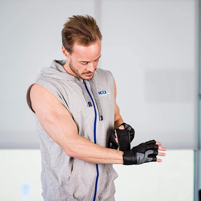 MRX Weight Lifting Pro Level Gloves with 18 Inches Long Wrist Strap Gym Workout Exercise & Fitness in