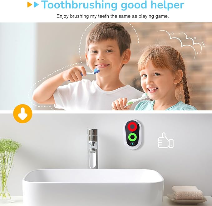 Toothbrushing Timer for Kids 2 to 3 Minutes, Funny Novelty Gift for Kids Adults, Magnetic Waterproof Timer with Color Lights in Bathroom for Children Training Coach (White)