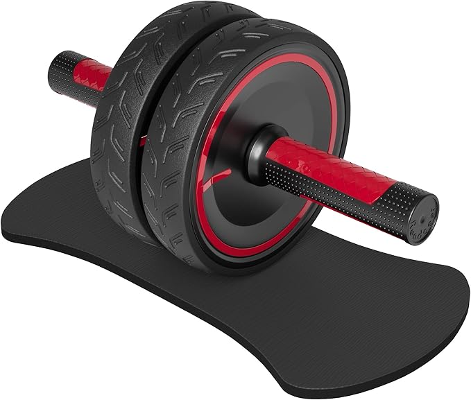 READAEER Ab Roller Wheel, Heavy Duty Workout Equipment for Home Gym, Professional Metal Handle with Rubber Surface Abdominal Exercise Wheel for Strength Training, Ab Wheel with Knee Pad