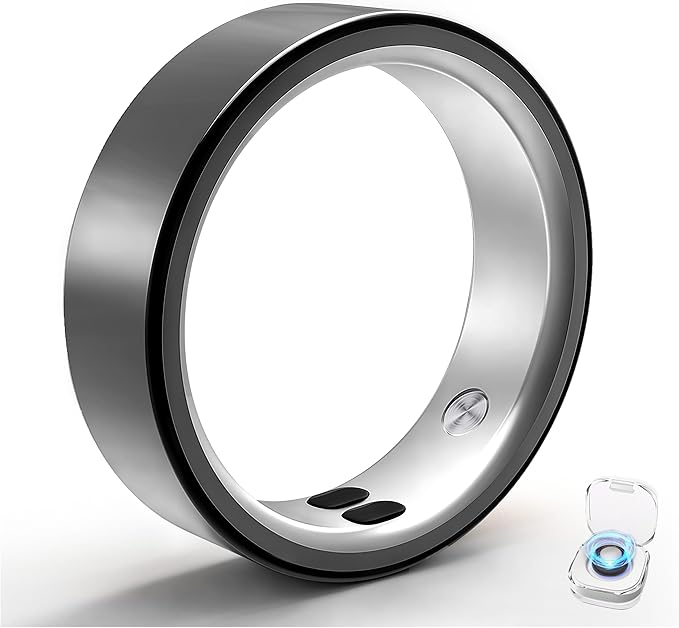 Smart Ring for Women Men,Sleep Tracking Wearable,Fitness Tracker Ring with Step/Heart Rate/Blood Oxygen/Distance/Calorie,Clock Vibration,No Subscription Fee,5ATM Waterproof, iOS&Android(Black 6)