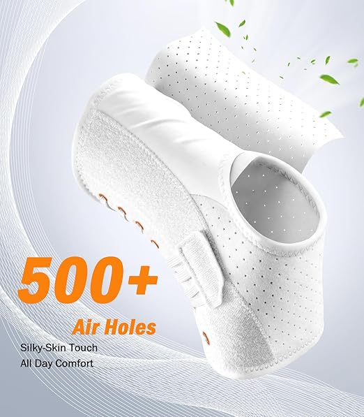 Slim-Fit Ankle Brace for Sprained Ankle, Quick Lace Up Ankle Support for Women Men with 2 Auto-Shaped Pads, Air Fabric Cool Ankle Stabilizer for Injury Recover, Running,Sports, White,L