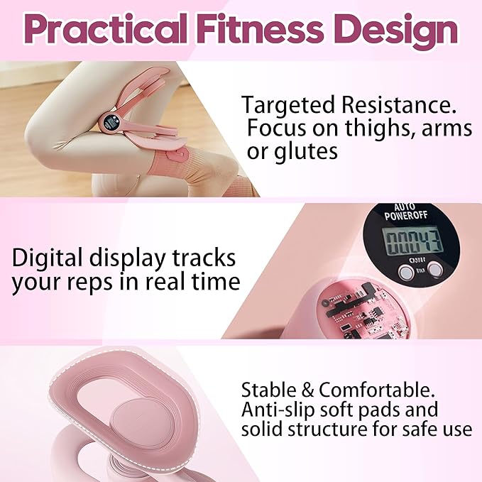Hip Thigh Trainer, 360°Adjustable Pelvic Floor Exercise with LED Display, Inner Thigh Workout & Postpartum Recovery for Women, Home Gym Equipment for Hip, Leg, Arm