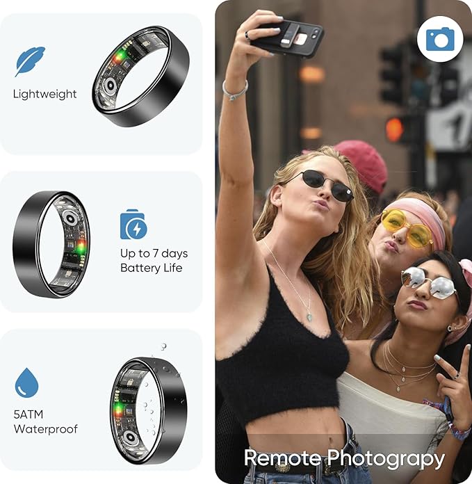 BENIO Gen 2 Smart Ring for Women & Men, Heart Rate,Fitness Tracker with Sleep，Step/Sleep/Blood Oxygen/Heart Rate Tracker, 5ATM Waterproof for iOS and Android,No Subscription