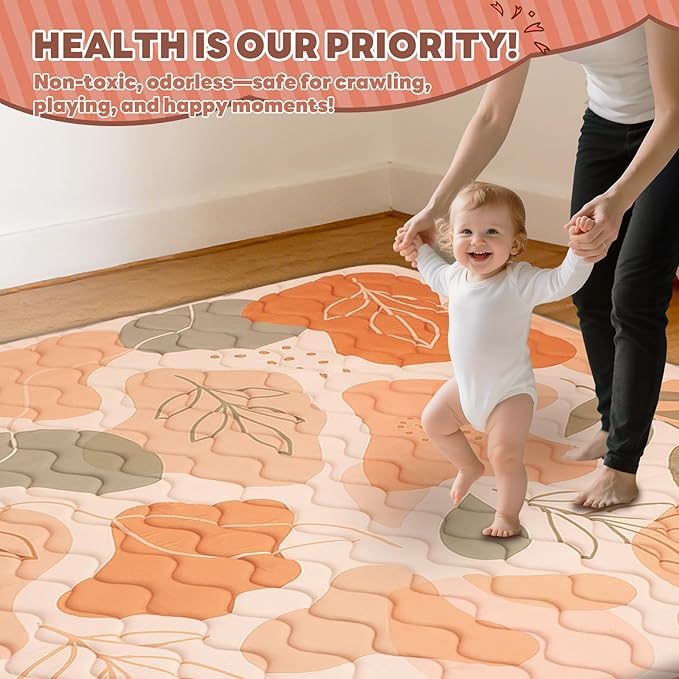 RONGFA Baby Play Mat for Floor, 50'' x 50'' Thicken Foam Soft Padded for Baby, Playpen Mat for Toddlers Infant Kids, Machine Washable, Non-Slip Bottom Safe for Crawling (Stone)