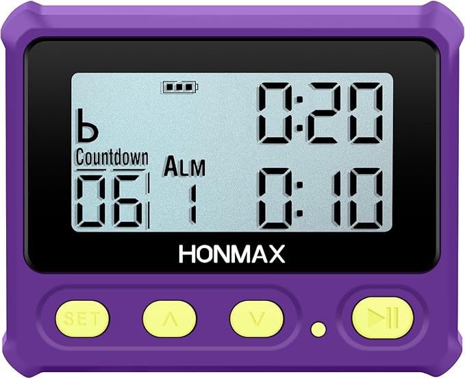 8200 Interval Timer, Stopwatch with Backlight, USB-C Rechargeable Clock (Purple)