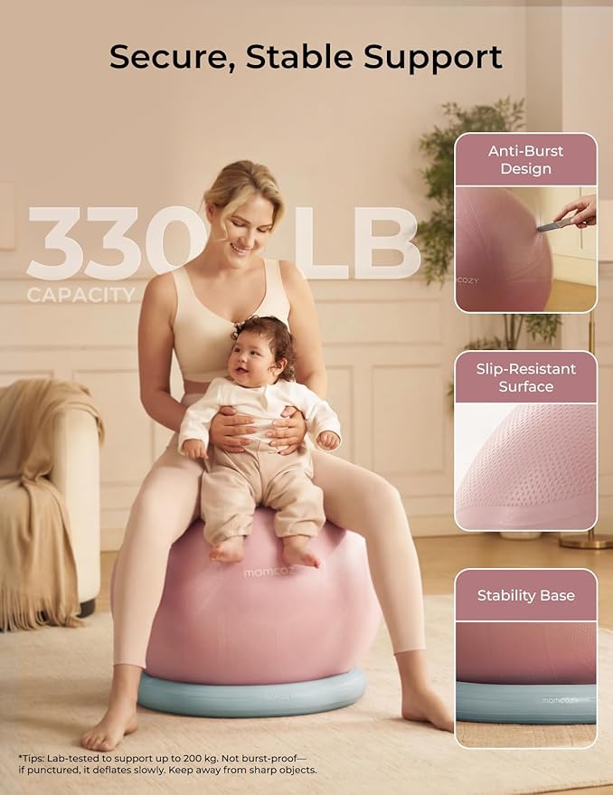 Momcozy BirthEase Maternity Ball Set, Birthing Ball with App Full-Journey Courses, BPA-Free PVC & Anti Burst Exercise Yoga Ball for Maternity, Labor, Physio, Recovery