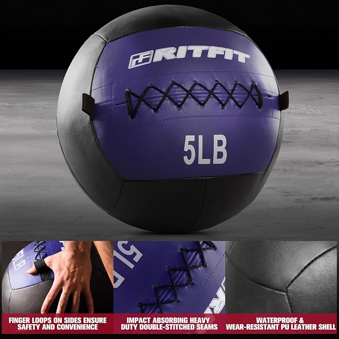 RitFit Soft Medicine Ball/Wall Ball for Strength and Conditioning Workouts, Core Training