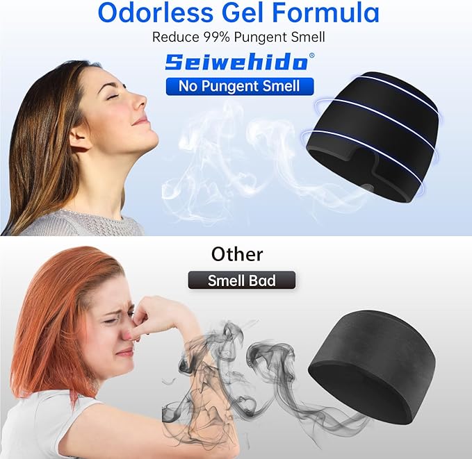 Migraine Relief Cap Headache Relief Cap Hat Head Ice Pack Wrap Migraine Cold Cap Ice Hat for Migraines Headache Tension Stress Hangover Cap Ice Beanie Cooling Gel Cap Women Men Gift