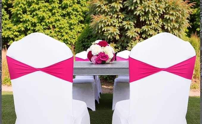 VDS Pack of 300 PCS | Magenta | Spandex Chair Sashes Bows Without Buckle | Stretch Elastic Banquet Universal Folding Chair Band Tie with for Wedding Party Conference Celebration Event Decoration