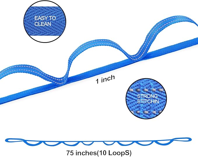 A AZURELIFE Premium Durable Stretch Straps with Loops, Stretching Strap for Physical Therapy, Multi-Loop Yoga Strap Fitness Exercise Strap for Yoga, Pilates, Dance, Flexibility&Exercise
