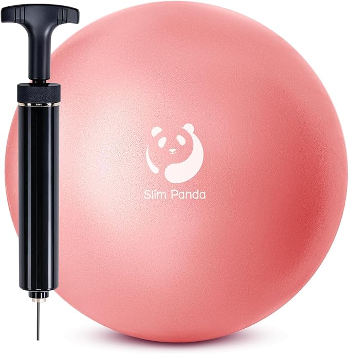 Slim Panda Pilates Ball with Pump, 9 Inch Small Exercise Ball, Anti Burst Mini Yoga Ball for Stability, Workout, Barre, Core Strength, Physical Therapy, Balance, Stretching