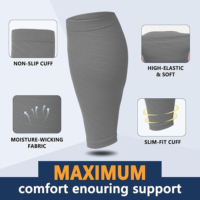 CTHH 3 Pairs Calf Compression Sleeves for Men & Women – Footless Compression Socks Leg Sleeve Support for Shin Splints