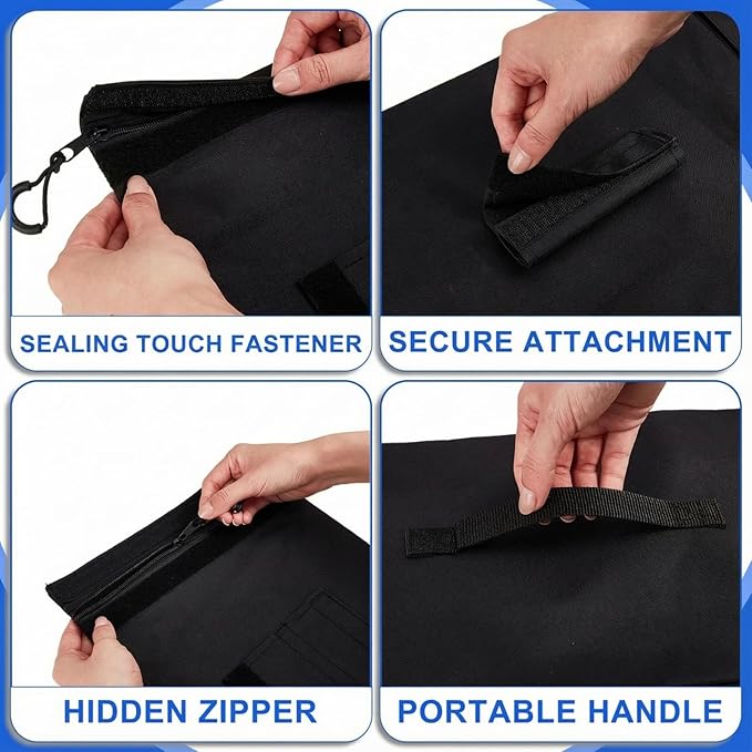Arrowbash Sports Net Sandbags with PE Leak Proof Transparent Bags Weighted Anchors Bag Sport Sandbags for Stability Baseball Nets Hockey Golf Football Nets Soccer Goals and More(45 Pcs,Black)