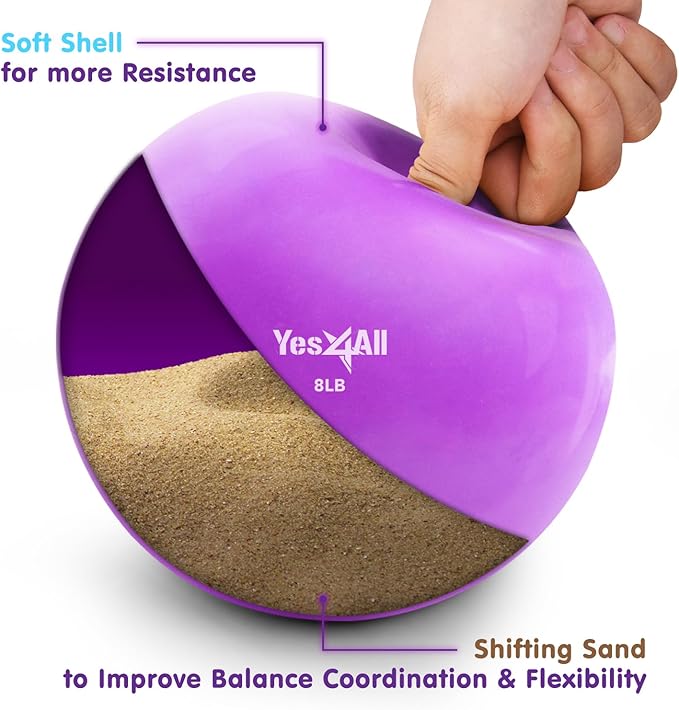 Yes4All Weighted Toning Balls for Exercise, Soft Medicine Balls for Exercise, Pilates, Yoga, Balance, Flexibility, 2-10lbs