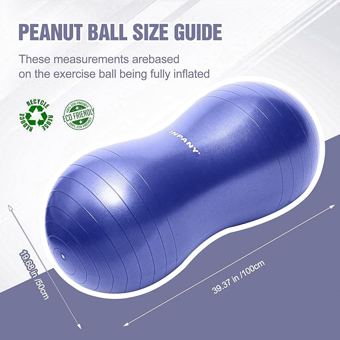 INPANY Peanut Ball - Exercise Ball for Labor Birthing, Anti-Burst Physical Therapy for Kids, Core Strength, Flexible Seating, Home & Gym Fintness, Sensory Chair Wiggle Seat for Girls and Boys