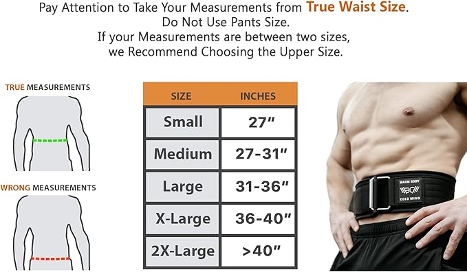 WARM BODY COLD MIND 4" Weight Lifting Belt 2.0 - Perfect for Olympic Weightlifting, Squats, Deadlift, Powerlifting - Gym Back Support for Men and Women