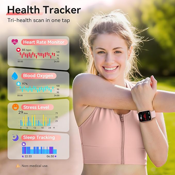 Smart Watches for Women, 1.85" HD Alexa Smart Watch for Android Phones & iPhones with Calls/Messages/Reminders, 3ATM 120+ Sport Modes Fitness Tracker Watch for Women with Heart Rate/Sleep/SpO2 Monitor