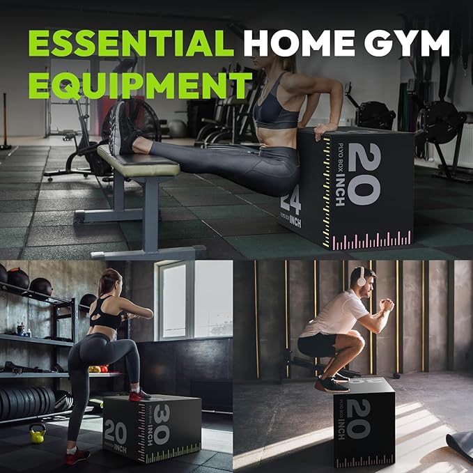 HANDBODE 3-in-1 Plyometric Box, Jumping Exercise Equipment Trainer with Non-Slip Surface for Workout Training, Pro-Duty HIIT Exercise Foam Plyo Box, Home Gym