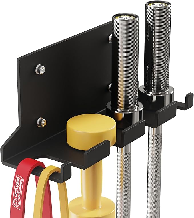 POWER GUIDANCE Olympic Barbell Hanger,Garage Gym Bar Wall Rack,Vertical Barbell Mount Rack,Space Saving Commercial or Home Gym Accessory