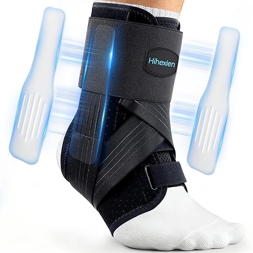 Ankle Brace for Sprained Ankle, Ankle Brace for Women Men Adjustable & Air Fabric Cool With 2 Removable Side Splints, Ankle Stabilizer for Basketball, Volleyball, Sports, Injury Recovery (Small)